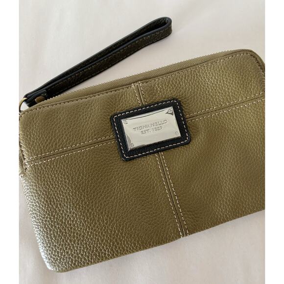 Green and Brown Tignanello Genuine Leather Clutch - Picture 2 of 4